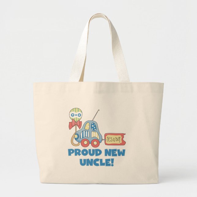 Stolz neuer Onkel Es ist ein Boy Tshirts und Gesch Jumbo Stoffbeutel (Vorne)