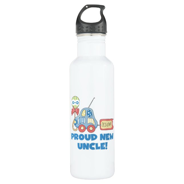 Stolz neues Onkel Auto Es ist ein Junge Trinkflasche (Vorderseite)