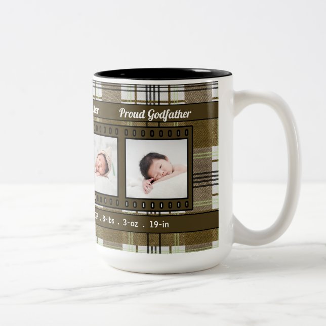 Stolz New Godvater 4 Foto Kariert in Braun Zweifarbige Tasse (Rechts)