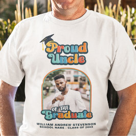 Stolz Onkel des Graduierten Foto Groovy Retro T-Shirt