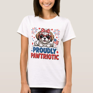 Stolz Patrioter Hund Rot Weiß Blau Cute T-Shirt
