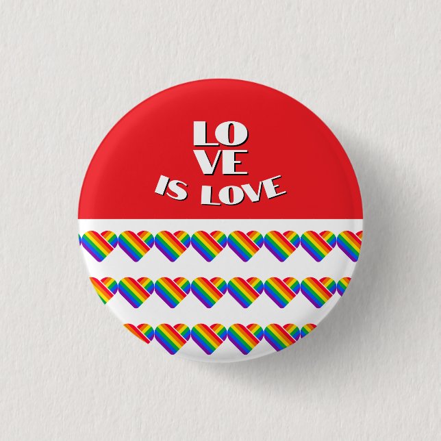 Stolz Regenbogen Herz  Button (Vorderseite)