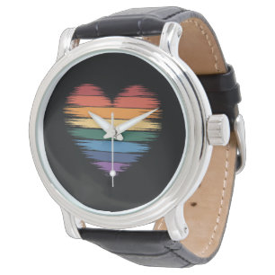 Stolz Regenbogen Herz Druck LGBT Gay Pride  Armbanduhr