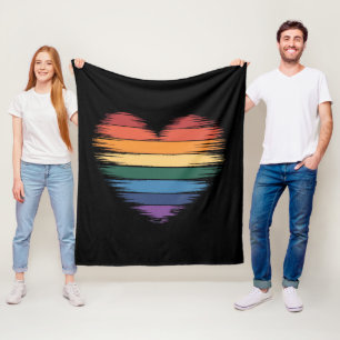 Stolz Regenbogen Herz Druck LGBT Gay Pride Fleecedecke