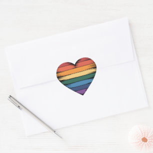 Stolz Regenbogen Herz Druck LGBT Gay Pride  Herz-Aufkleber