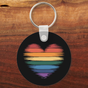 Stolz Regenbogen Herz Druck LGBT Gay Pride Schlüsselanhänger