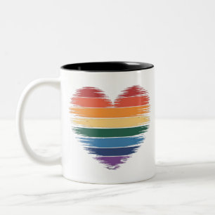Stolz Regenbogen Herz Druck LGBT Gay Pride  Zweifarbige Tasse