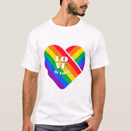 Stolz Regenbogen Herz Knopf T-Shirt