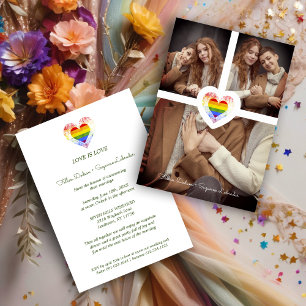 Stolz Regenbogen Herz Lesbisch Gay Hochzeit 3 Foto Einladung