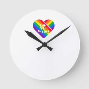 Stolz Regenbogen Herz   Runde Wanduhr