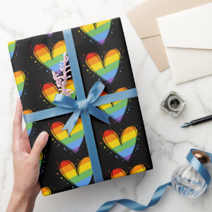 Stolz Regenbogen LGBTQ Herz Hochzeit Geschenkpapier