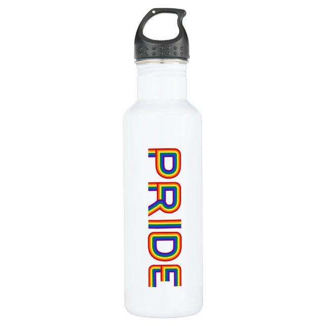 Stolz| Regenbogenbriefe Edelstahlflasche (Vorderseite)