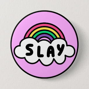 Stolz- Regenbogenfarbe mit Wolken. Button