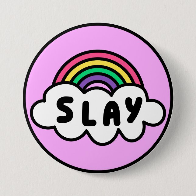 Stolz- Regenbogenfarbe mit Wolken. Button (Vorderseite)