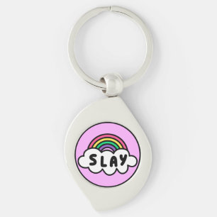 Stolz - Regenbogenfarbe mit Wolken. Schlüsselanhänger