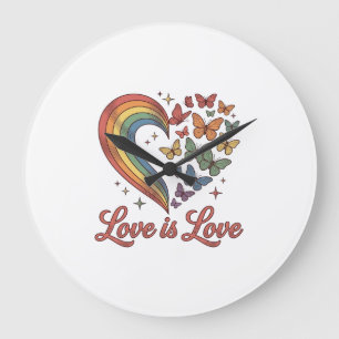 Stolz Schmetterling Herz Liebe Ist Liebe-Shirt-Des Große Wanduhr