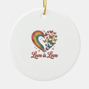 Stolz Schmetterling Herz Liebe Ist Liebe Shirt Des Keramik Ornament