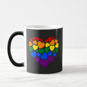 Stolz - schwules Regenbogenfarben-Herz für Liebe   Verwandlungstasse