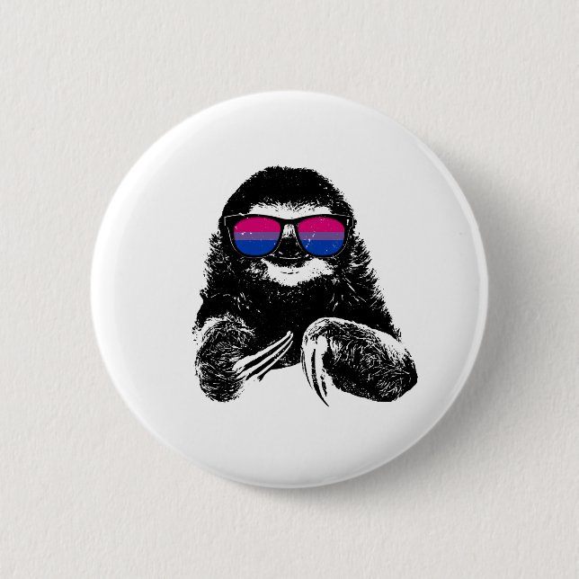 Stolz Sloth Bisexual Flag Sonnenbrille Button (Vorderseite)
