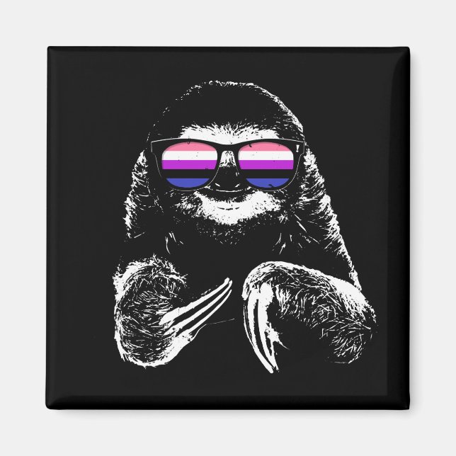 Stolz Sloth Genderfluid Flag Sonnenbrille Magnet (Vorne)