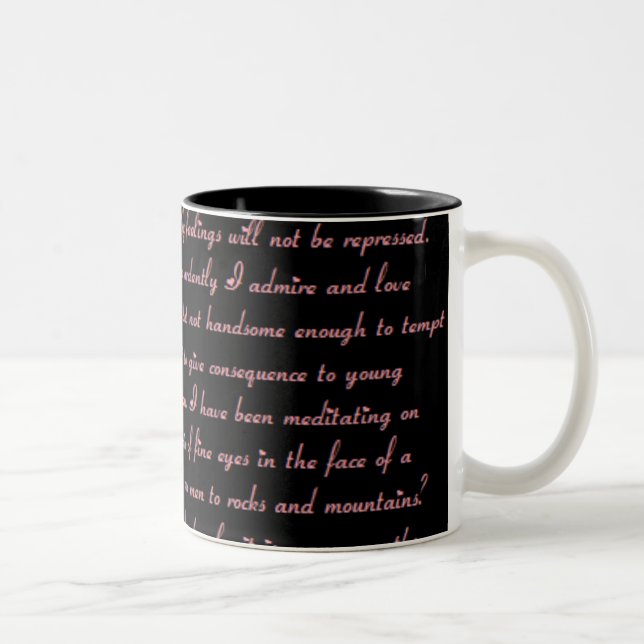 Stolz-u. Vorurteil-Zitat-Tasse Zweifarbige Tasse (Rechts)