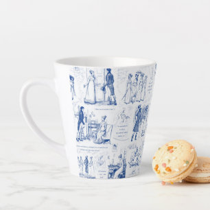 Stolz und Vorurteil Blau Toile Zitate Milchtasse