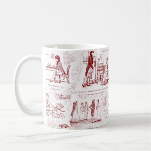 Stolz und Vorurteil Red Toile Zitate Kaffeetasse