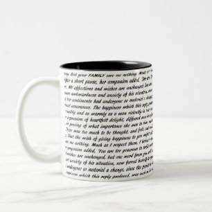 Stolz-und Vorurteil-Text Zweifarbige Tasse