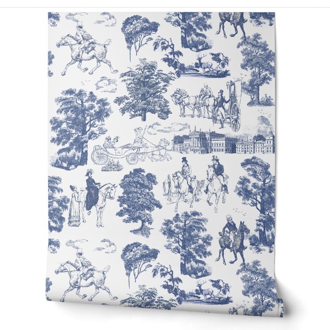 Stolz und Vorurteile Pferde Blaues weißes Toile Tapete (Abrollen)