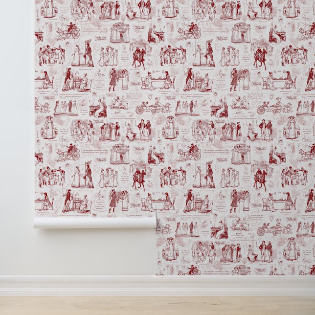 Stolz und Vorurteile Red White Toile Tapete (Anwendung)