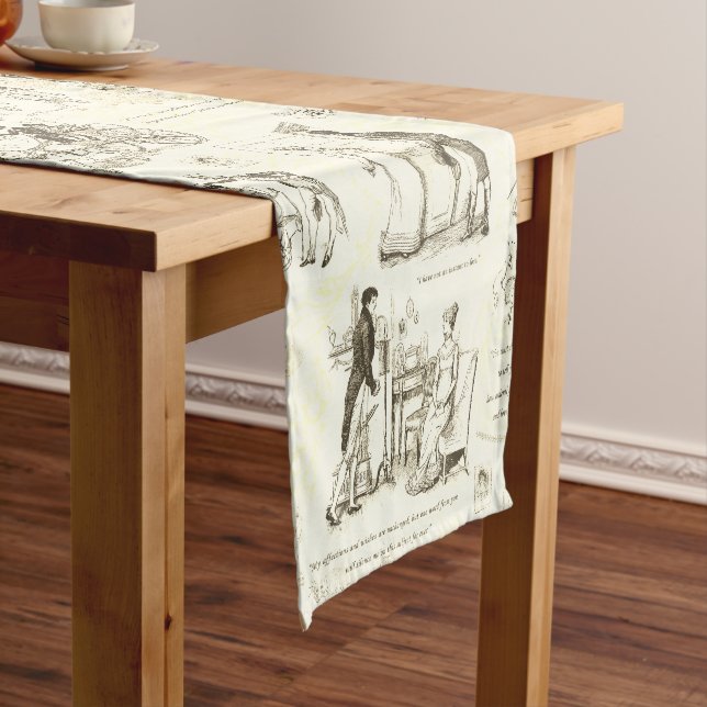 Stolz und Vorurteile über Beige-Toile-Angebot Kurzer Tischläufer (Beispiel)