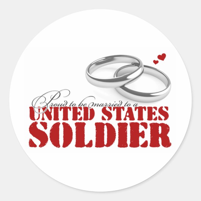 Stolz Verheiratet zu einem Soldaten Runder Aufkleber (Vorderseite)