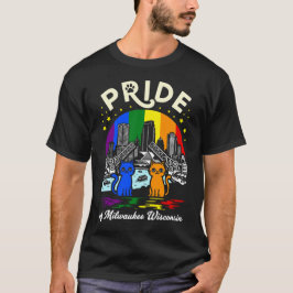Stolz von Milwaukee City Wisconsin Katzen Regenbog T-Shirt