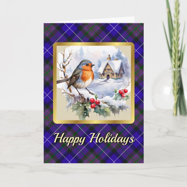 Stolz von Scotland Tartan mit Robin Personalisiert Karte (Vorderseite)