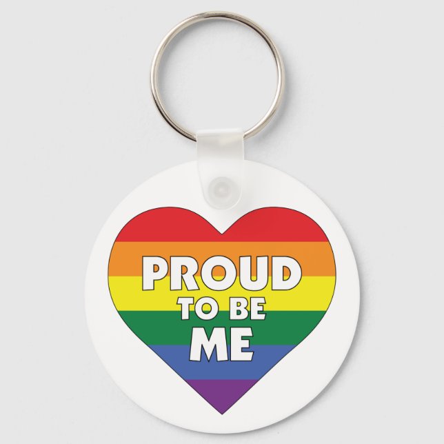 Stolz zu mir LGBTQ Gay Pride Regenbogenherz Schlüsselanhänger (Vorderseite)