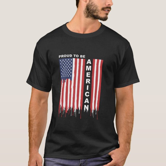 Stolz zu sein amerikanische Flagge Patriotic Ameri T-Shirt (Vorderseite)