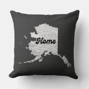 stolze Alask Staat Zuhause Map Kontur Rocky Map AK Kissen