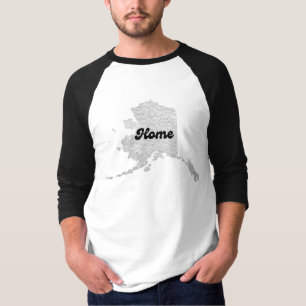 stolze Alask Staat Zuhause Map Kontur Rocky Map AK T-Shirt