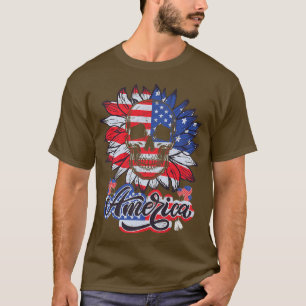 Stolze amerikanische Flagge 4. Juli Sonnenblume Sk T-Shirt