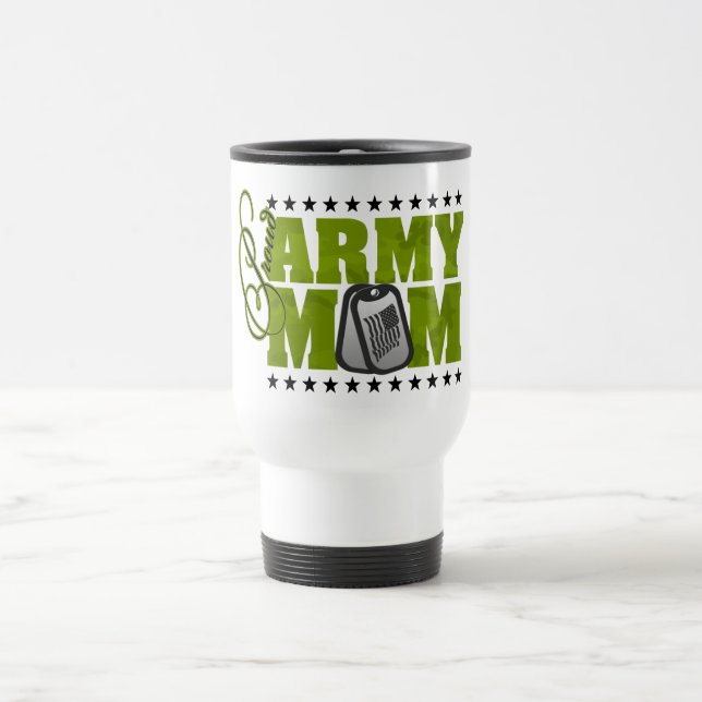 Stolze Armee-Mama-Grün-Camouflage Reisebecher (Mittel)