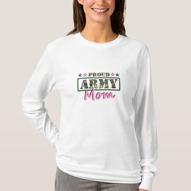 Stolze Armee-Mama-langes Hülsen-Shirt T-Shirt (Vorderseite)