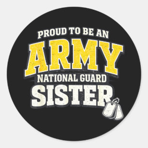 Stolze Armee Nationalgarde Schwester Militärfamili Runder Aufkleber