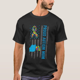 Stolze Autismus-Mutter Amerikanische Flagge USA Au T-Shirt