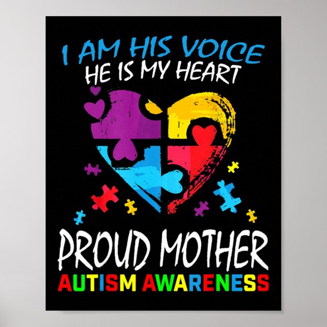 Stolze Autismus-Mutter-Herz-Mutter-Puzzle-Teil-Aut Poster (Vorne)