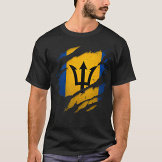 Stolze Barbadian's Torn Ripped Barbados Flag T-Shirt