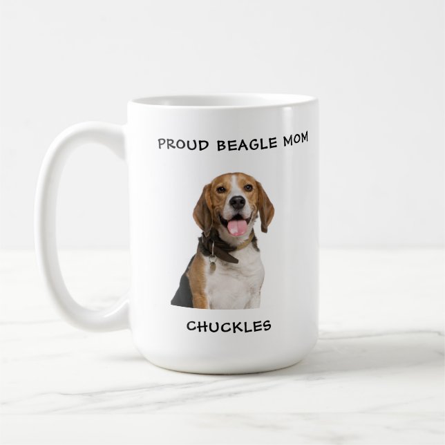 Stolze Beagle Mama Personalisiert Hunde Foto Kaffeetasse (Links)