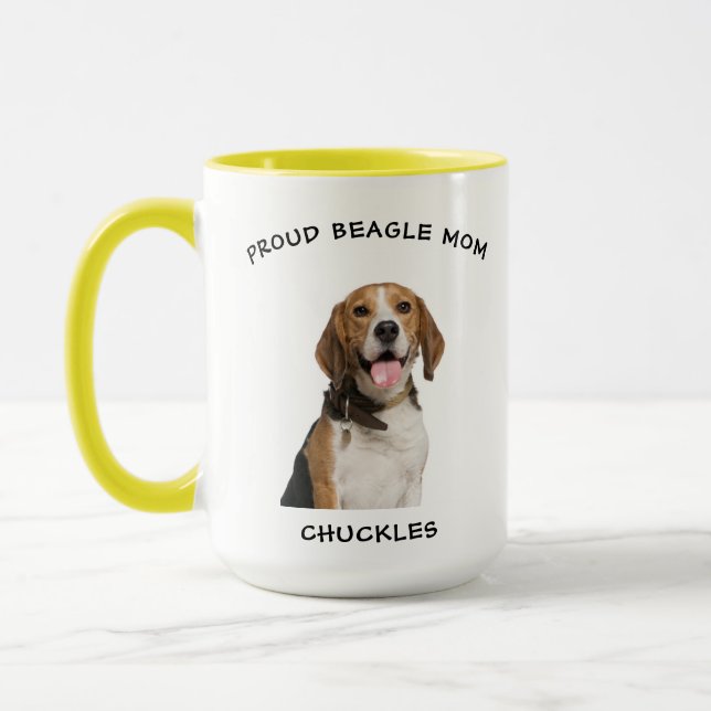 Stolze Beagle Mama Personalisiert Hunde Foto Tasse (Links)