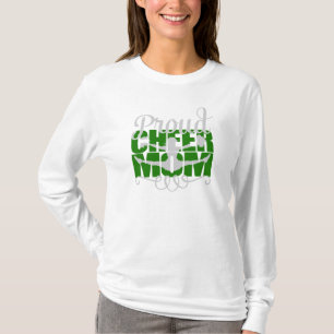 Stolze Cheer-Mom mit grünen Buchstaben T-Shirt