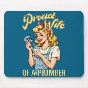 Stolze Ehefrau Klempner Blaue-Kragen-Grafik Mousepad
