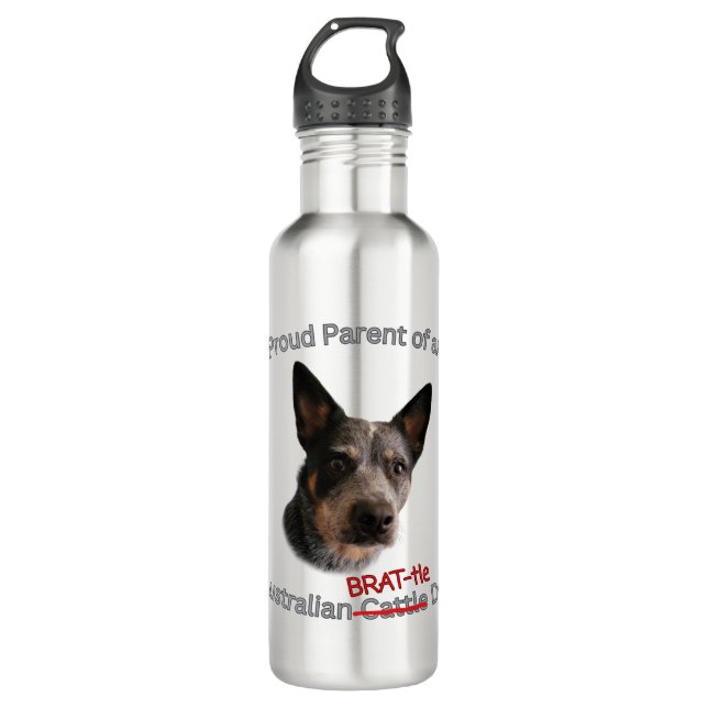 Stolze Eltern des australischen Bruchhundes Strike Edelstahlflasche (Vorderseite)